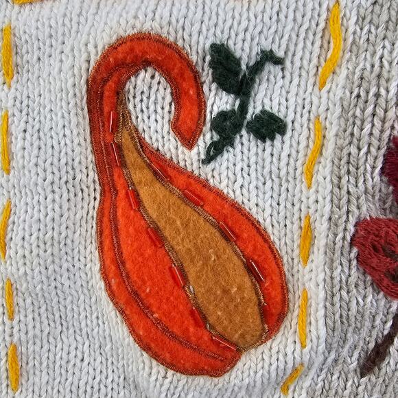 Vintage Bobbie Brooks Fall Sweater Vest Set Scarecrows Gourds Women L Grannycore - Picture 6 of 16